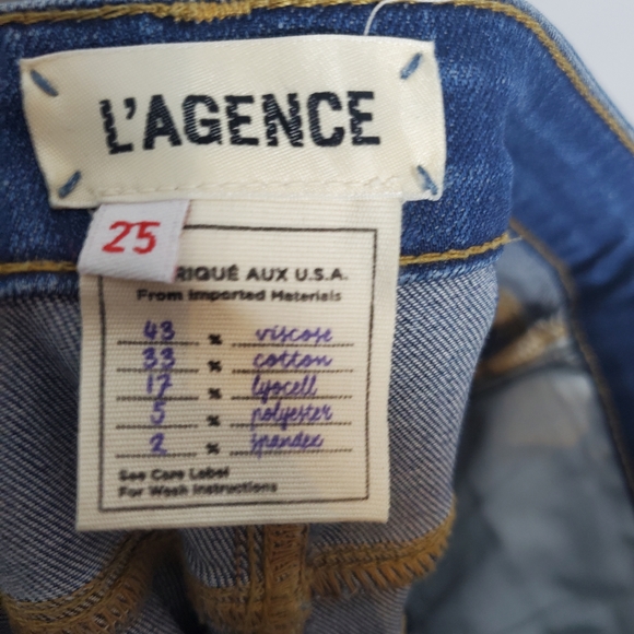 L'AGENCE Margot Gold Tuxedo Stripe High-Rise Skinny Jeans Neptune size 25 - Picture 9 of 10